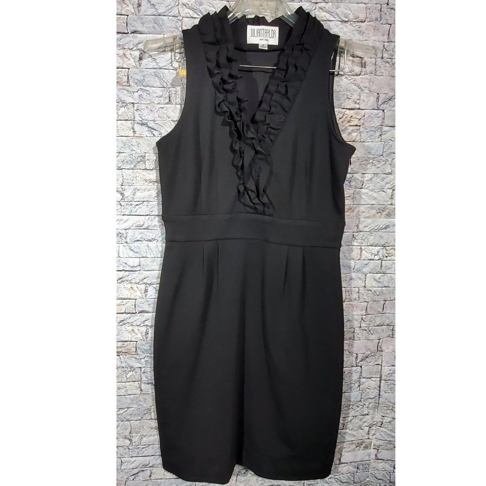 Julian Taylor Sleeveless Ruffled V Neck Dress sz 1